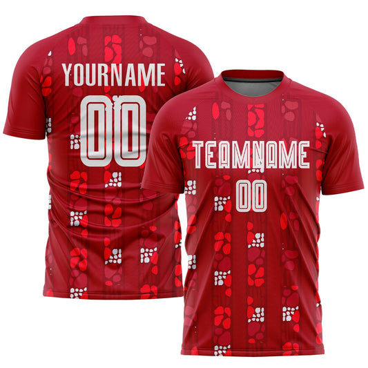 Custom Red White Home Sublimation Soccer Uniform Jersey - Main View