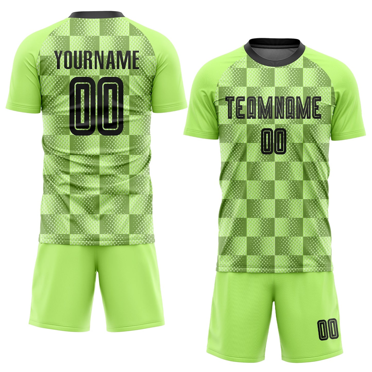 Custom Neon Green Black Third Sublimation Soccer Uniform Jersey view 2