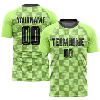 Custom Neon Green Black Third Sublimation Soccer Uniform Jersey - Main View