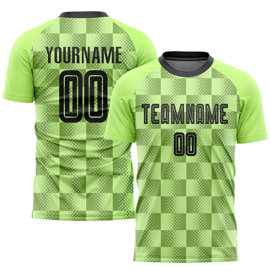 Custom Neon Green Black Third Sublimation Soccer Uniform Jersey - Main View