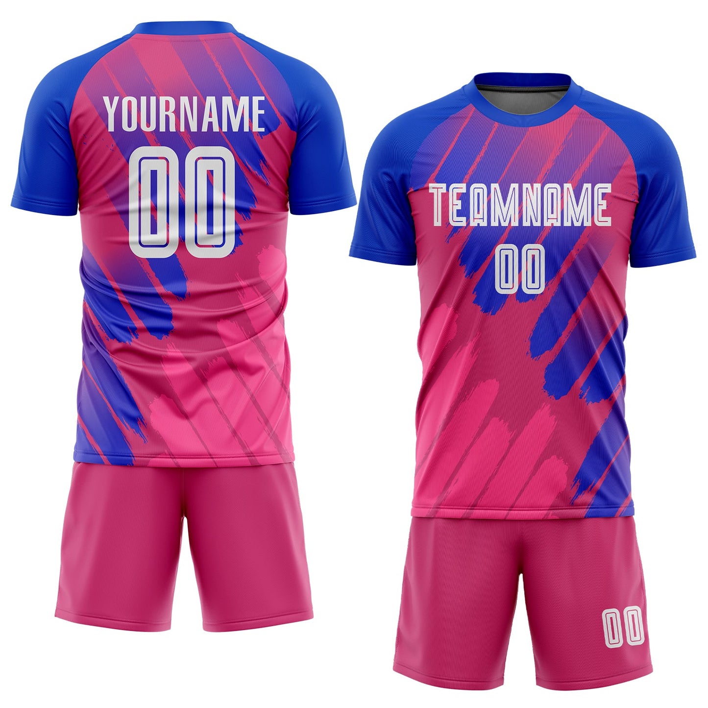 Custom Pink White-Royal Third Sublimation Soccer Uniform Jersey view 2
