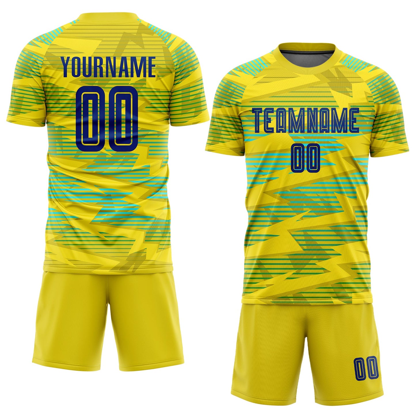 Custom Gold Royal-Light Blue Away Sublimation Soccer Uniform Jersey view 2