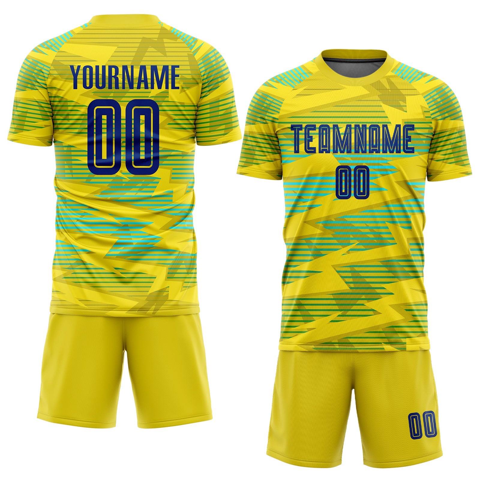 Custom Gold Royal-Light Blue Away Sublimation Soccer Uniform Jersey view 2