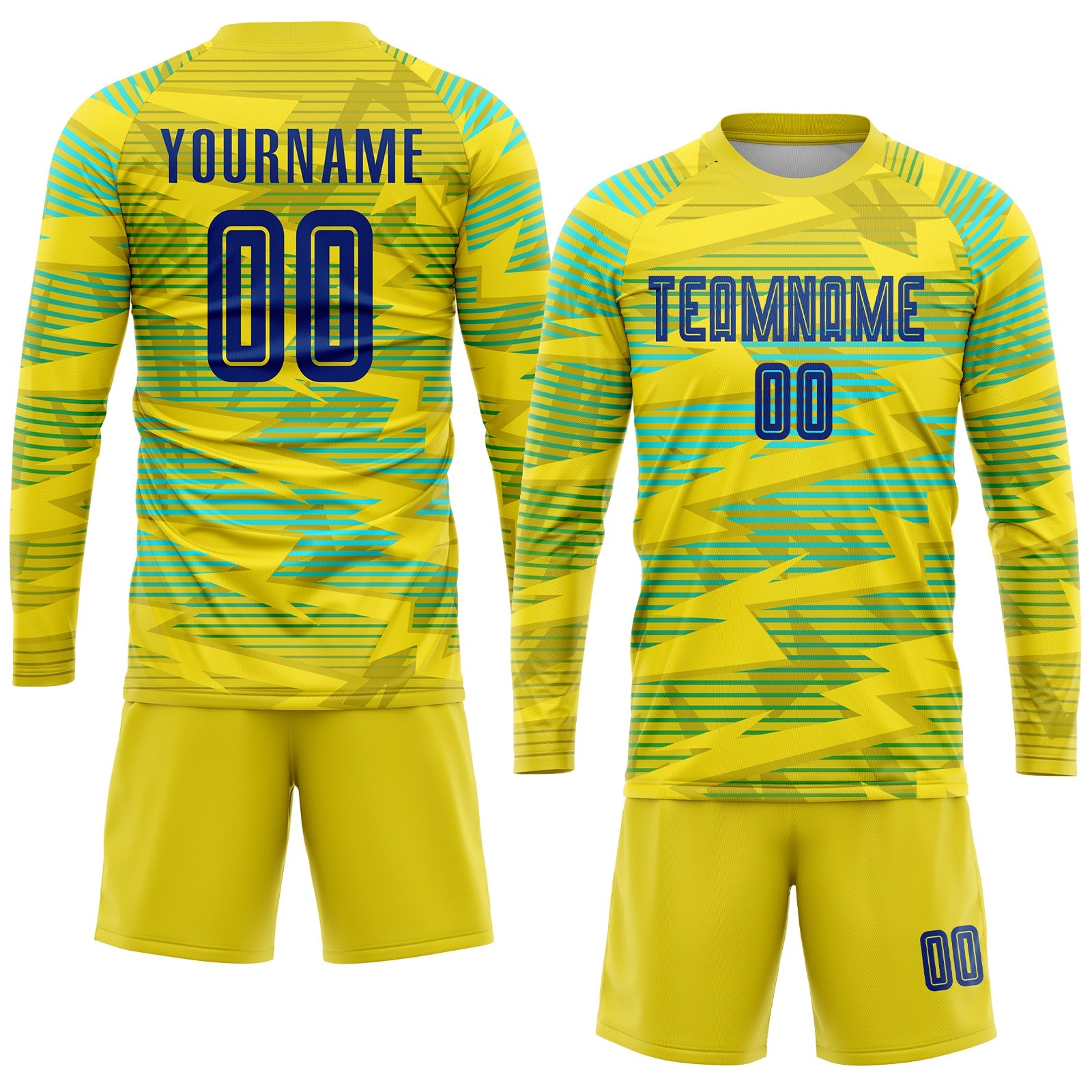 Custom Gold Royal-Light Blue Away Sublimation Soccer Uniform Jersey view 4