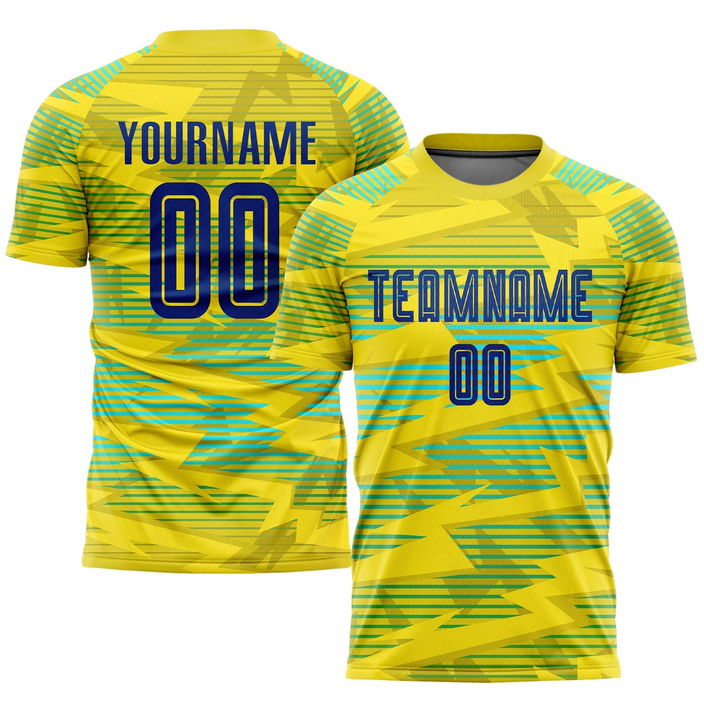 Custom Gold Royal-Light Blue Away Sublimation Soccer Uniform Jersey - Main View