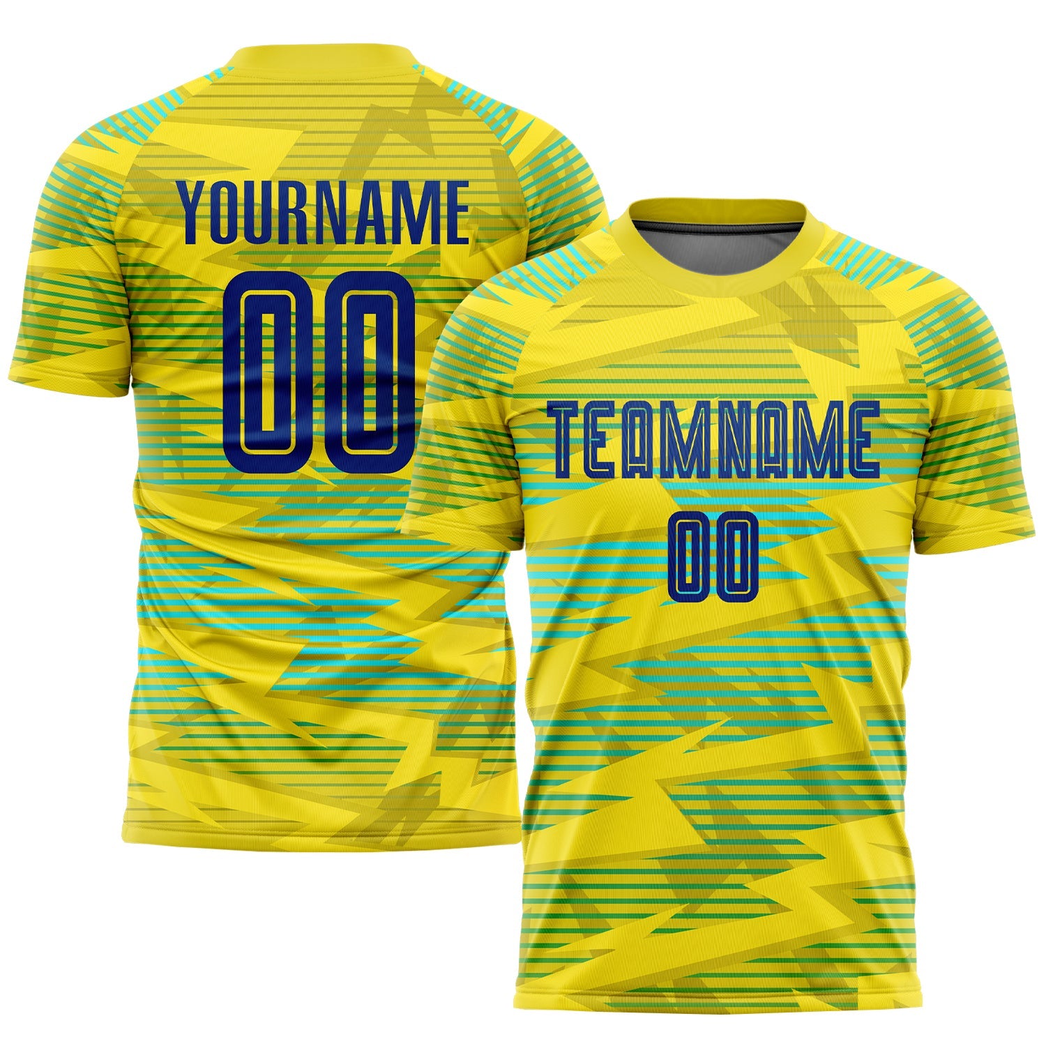 Custom Gold Royal-Light Blue Away Sublimation Soccer Uniform Jersey - Main View