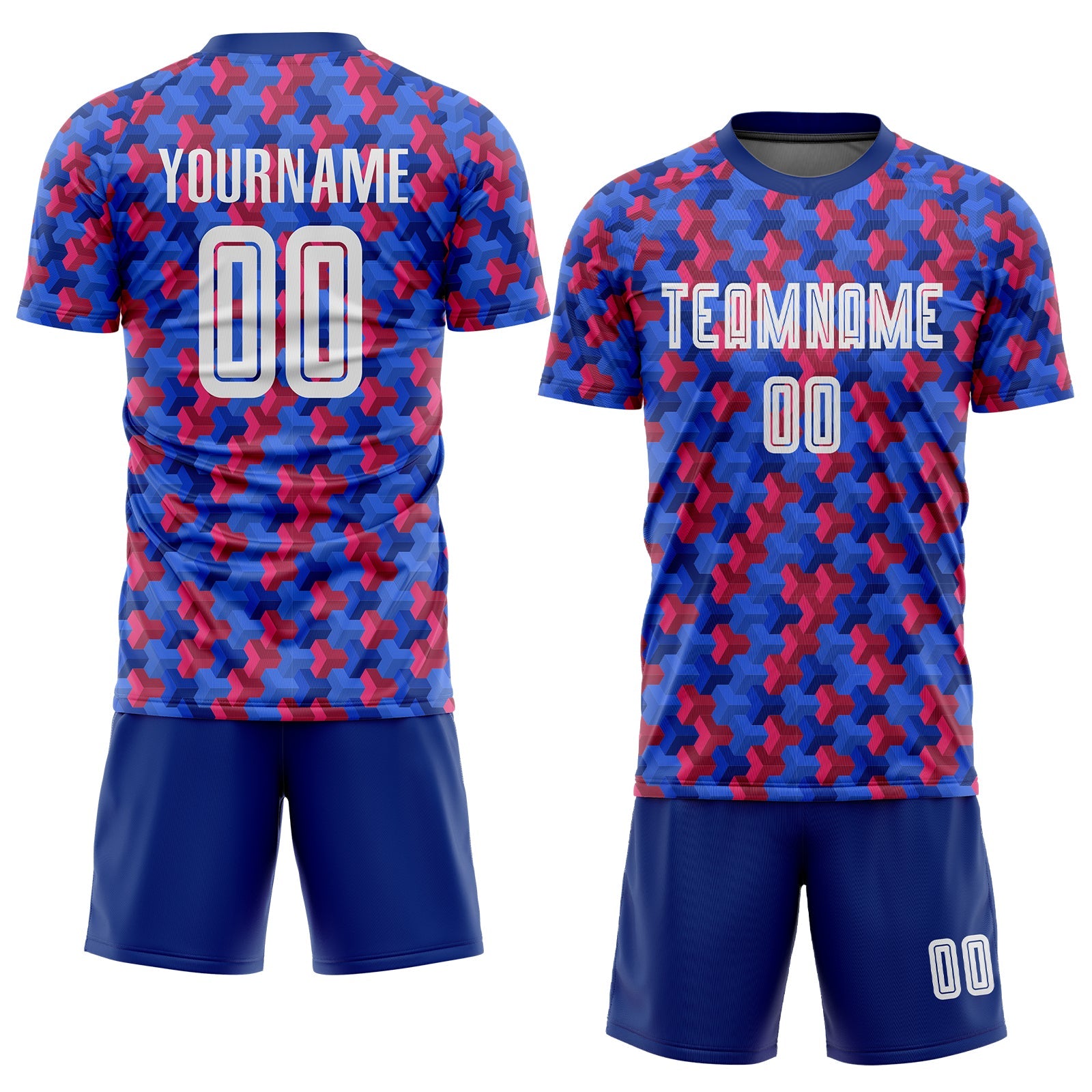 Custom Royal White-Red Home Sublimation Soccer Uniform Jersey view 2