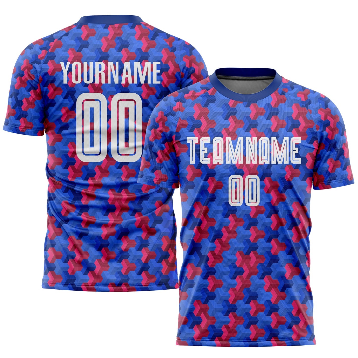 Custom Royal White-Red Home Sublimation Soccer Uniform Jersey - Main View