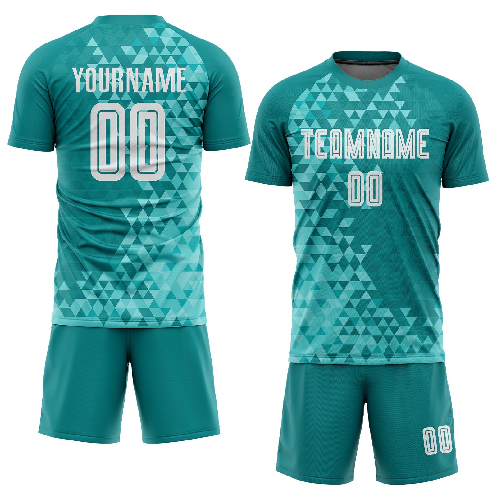 Custom Teal White Third Sublimation Soccer Uniform Jersey view 2