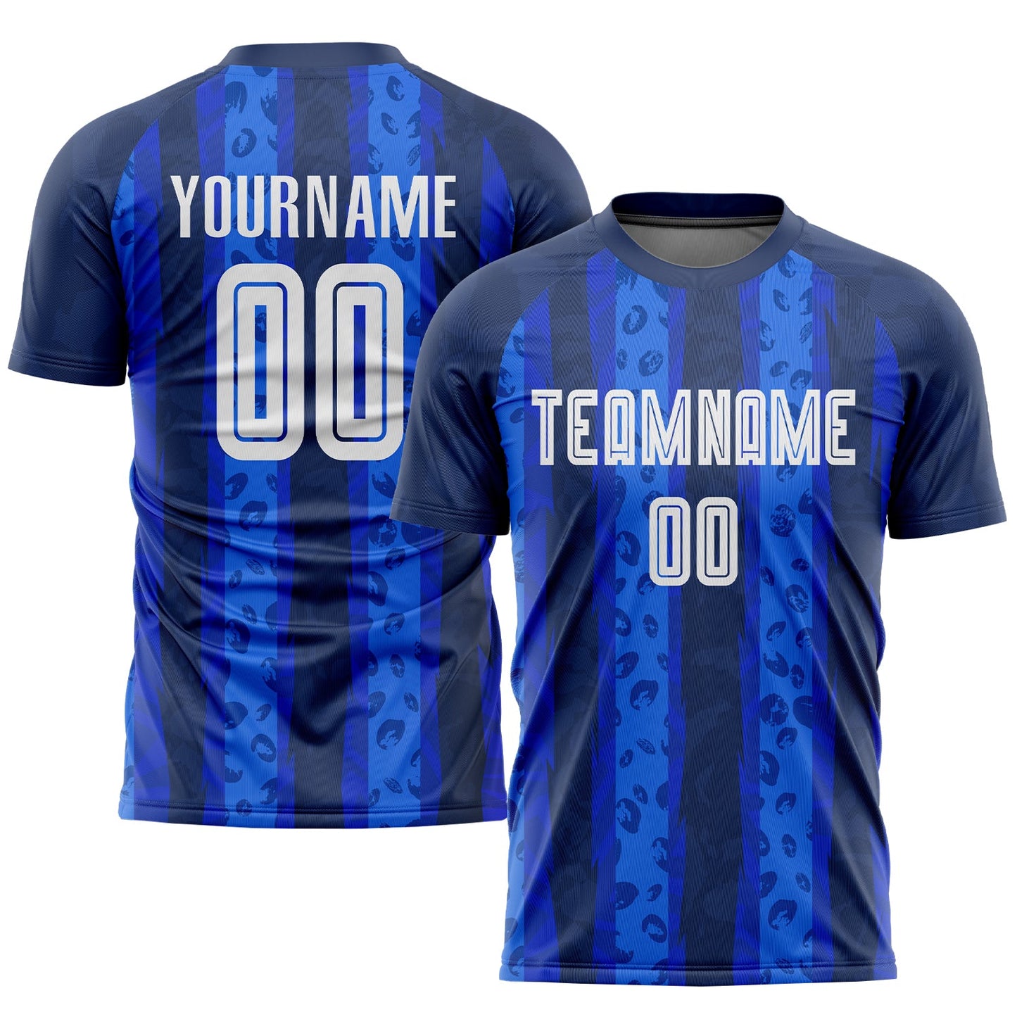 Custom Navy White-Royal Away Sublimation Soccer Uniform Jersey - Main View