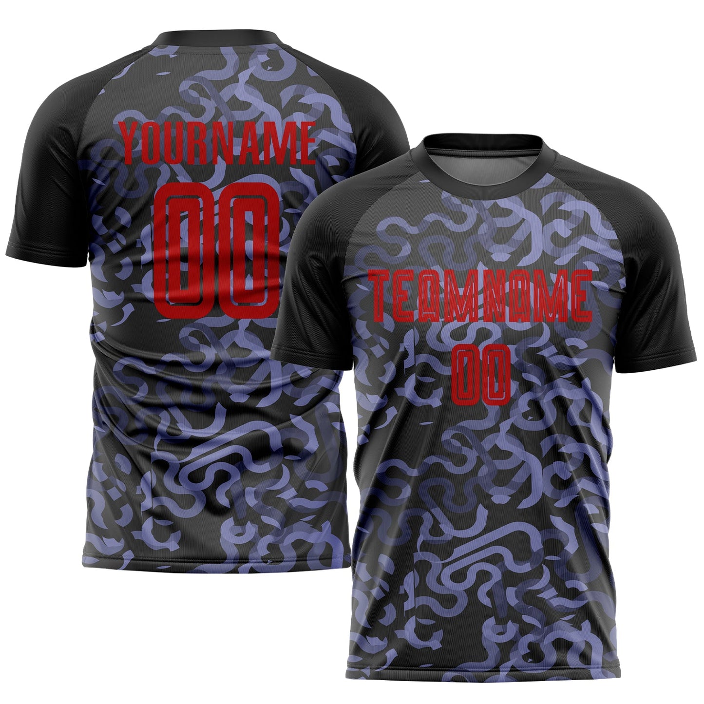 Custom Black Red-Purple Third Sublimation Soccer Uniform Jersey - Main View