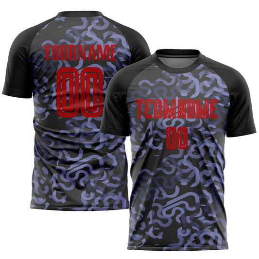 Custom Black Red-Purple Third Sublimation Soccer Uniform Jersey - Main View