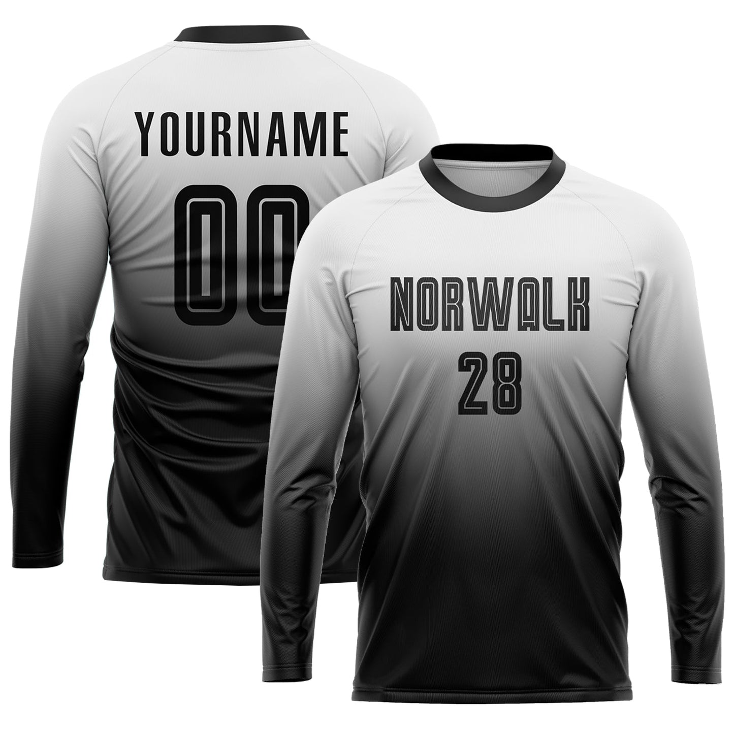Custom White Black Sublimation Fade Fashion Soccer Uniform Jersey view 3