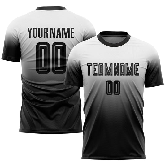 Custom White Black Sublimation Fade Fashion Soccer Uniform Jersey - Main View