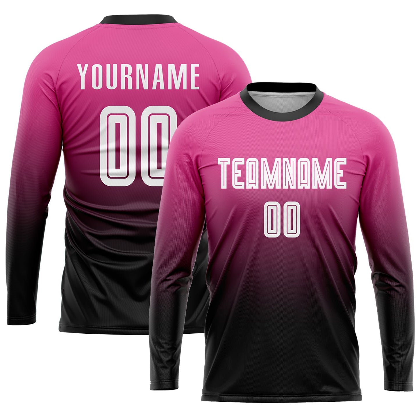 Custom Pink White-Black Sublimation Fade Fashion Soccer Uniform Jersey view 3