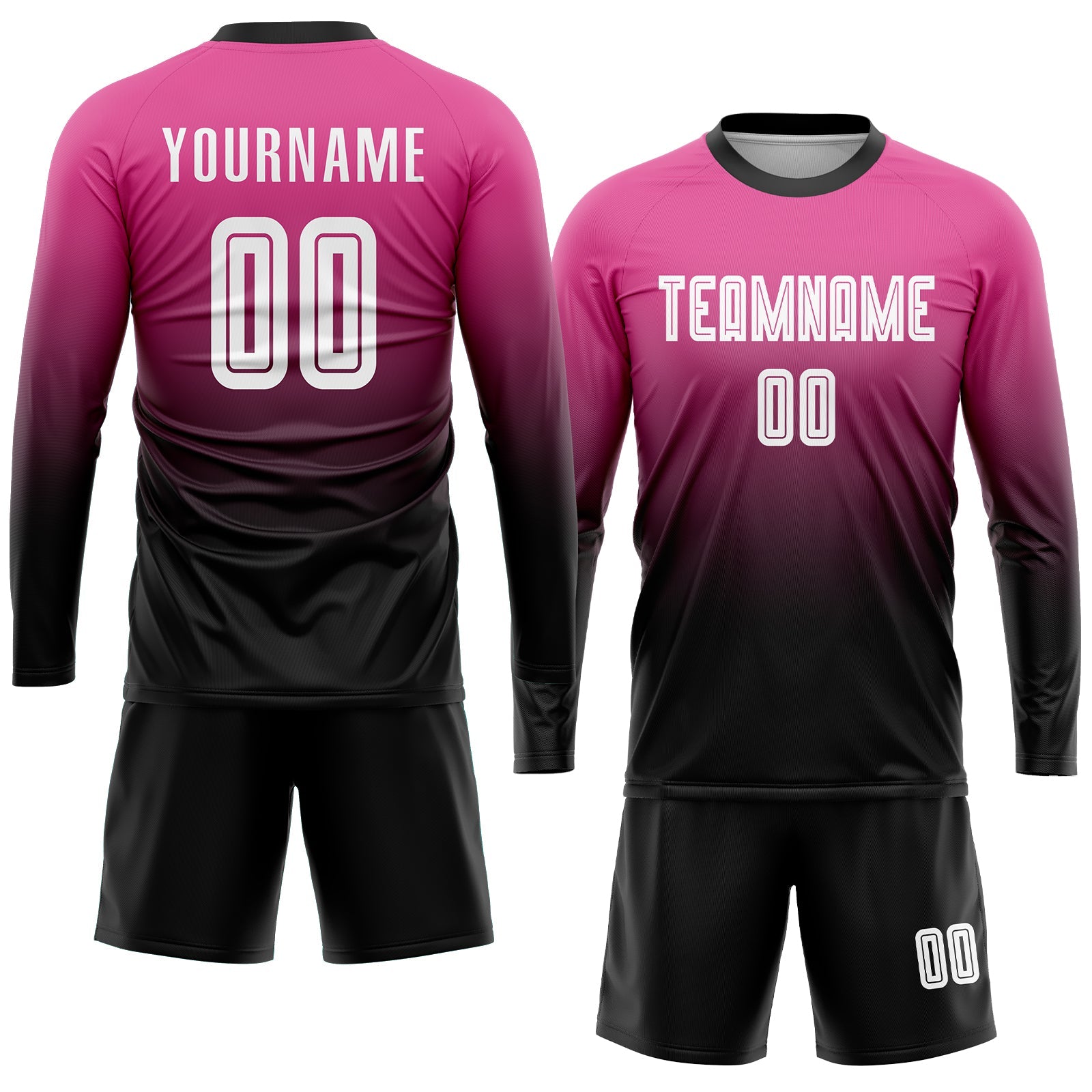 Custom Pink White-Black Sublimation Fade Fashion Soccer Uniform Jersey view 4