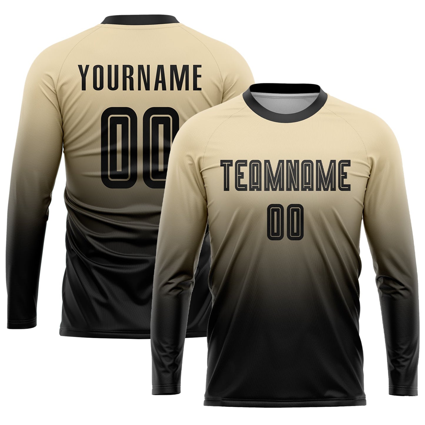Custom Cream Black Sublimation Fade Fashion Soccer Uniform Jersey view 3