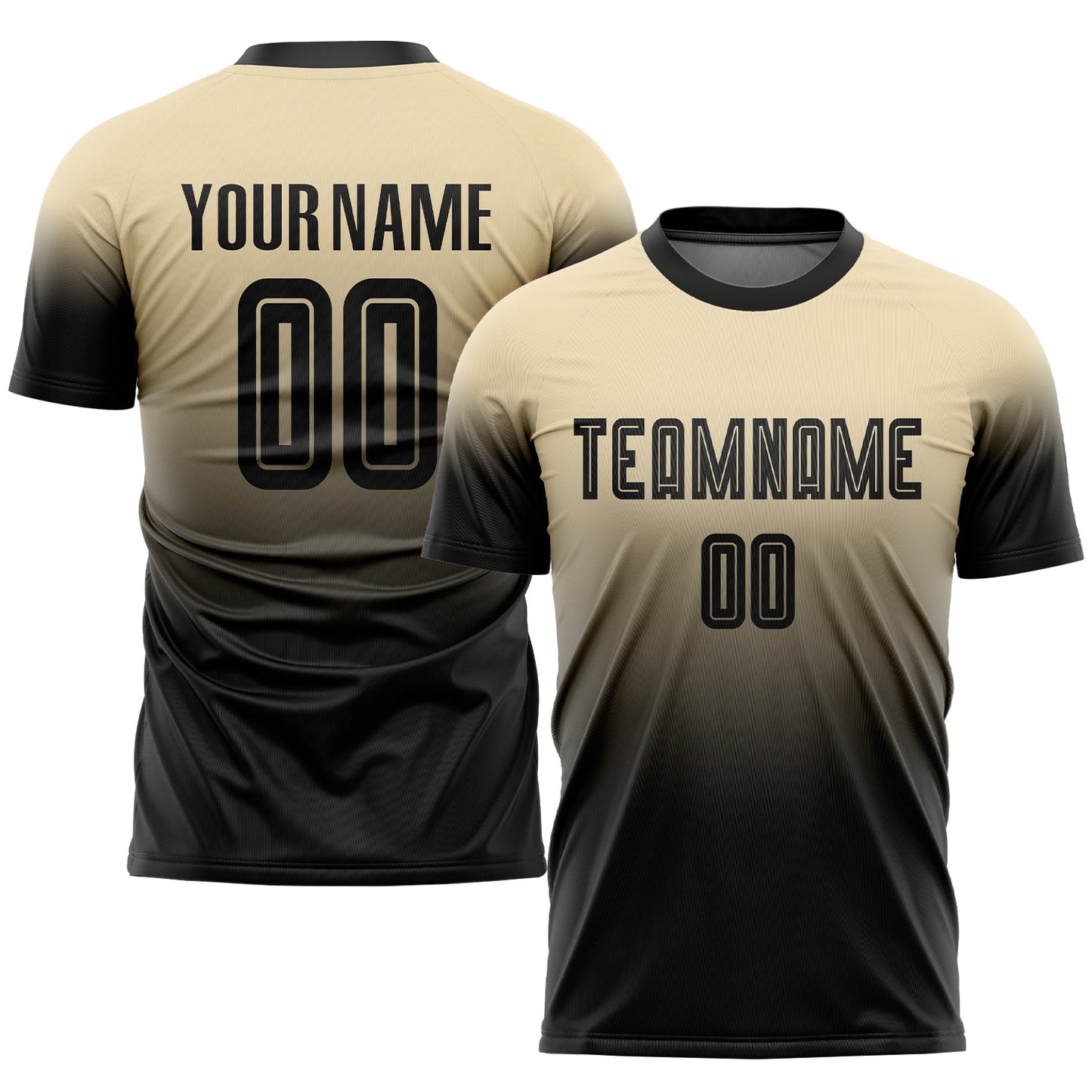 Custom Cream Black Sublimation Fade Fashion Soccer Uniform Jersey - Main View