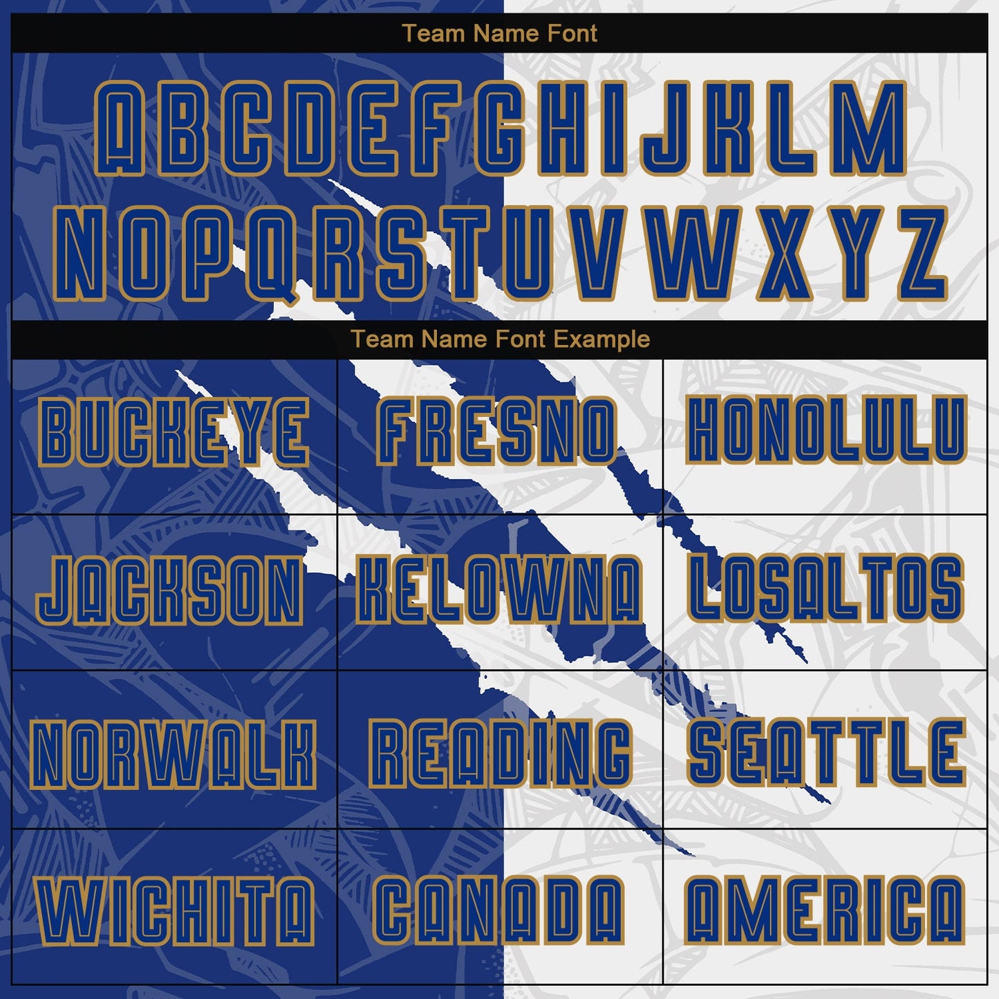 Custom Graffiti Pattern Royal White-Old Gold Scratch Sublimation Soccer Uniform Jersey view 6
