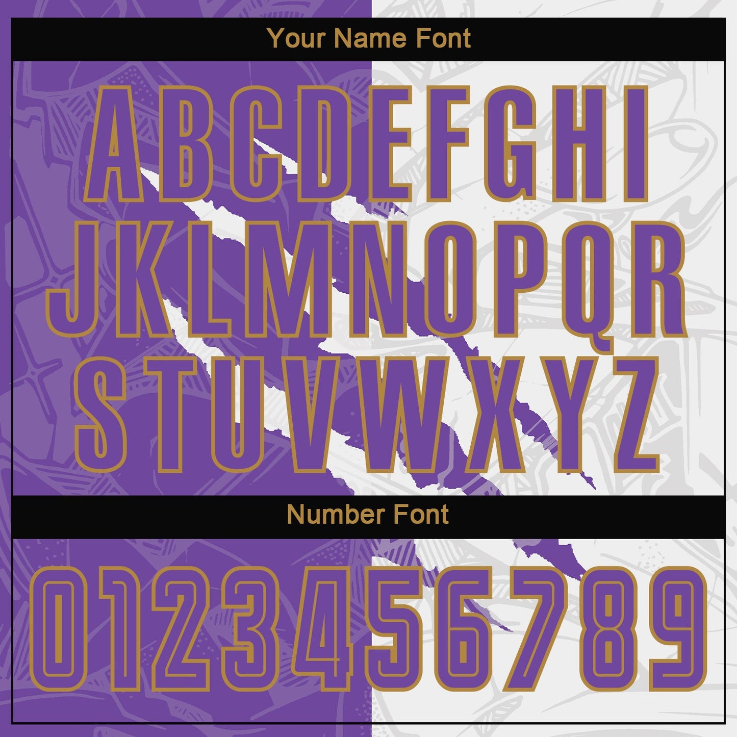 Custom Graffiti Pattern Purple White-Old Gold Scratch Sublimation Soccer Uniform Jersey view 5
