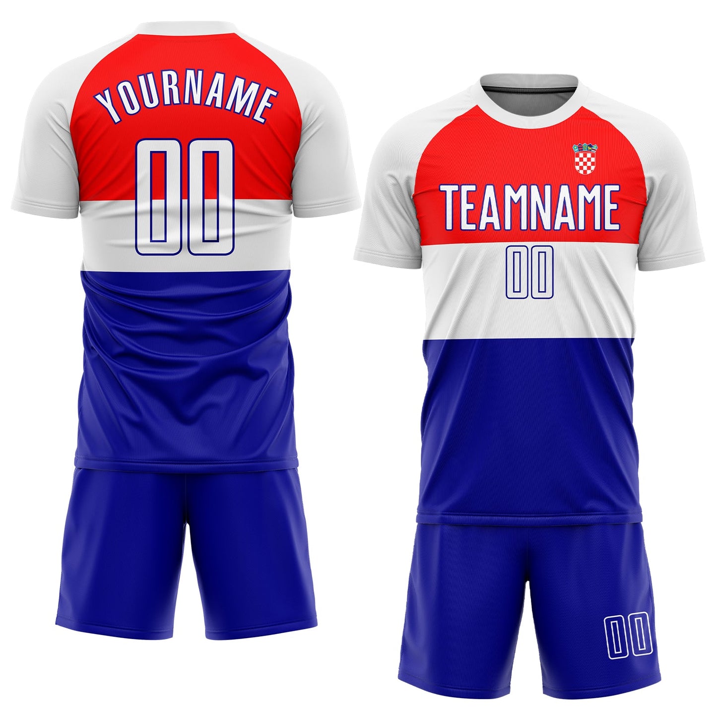 Custom Red White-Royal Sublimation Croatian Flag Soccer Uniform Jersey view 2