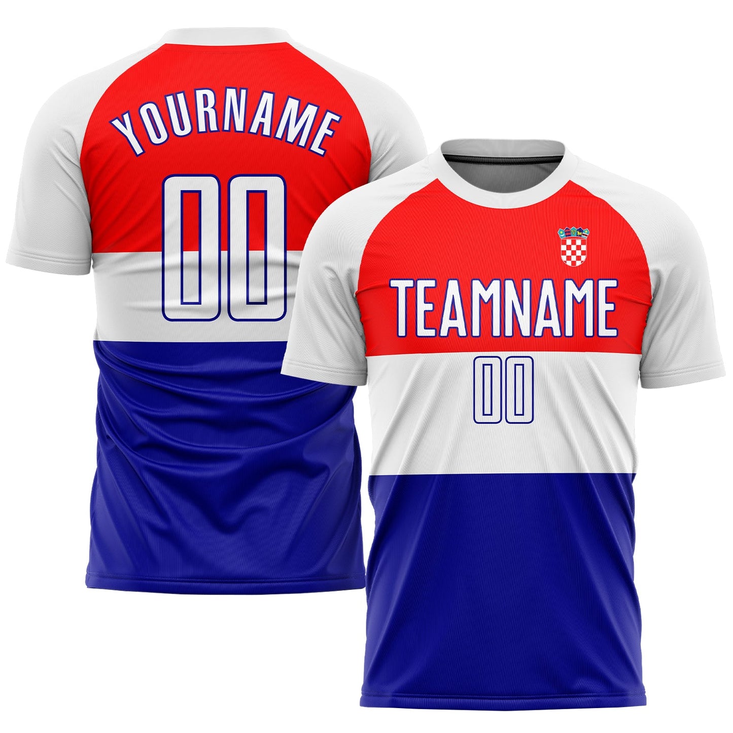 Custom Red White-Royal Sublimation Croatian Flag Soccer Uniform Jersey - Main View