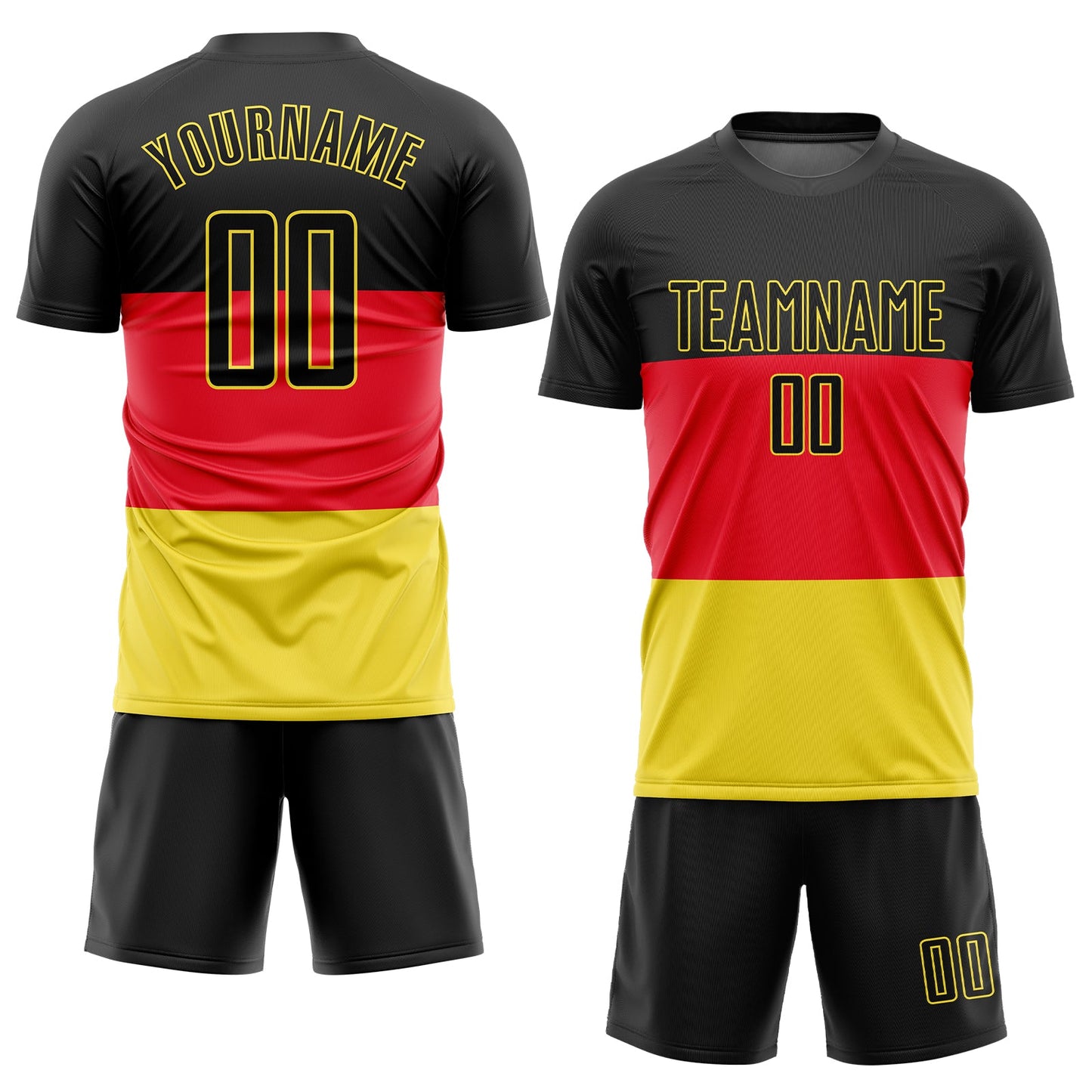 Custom Red Black-Gold Sublimation German Flag Soccer Uniform Jersey view 2