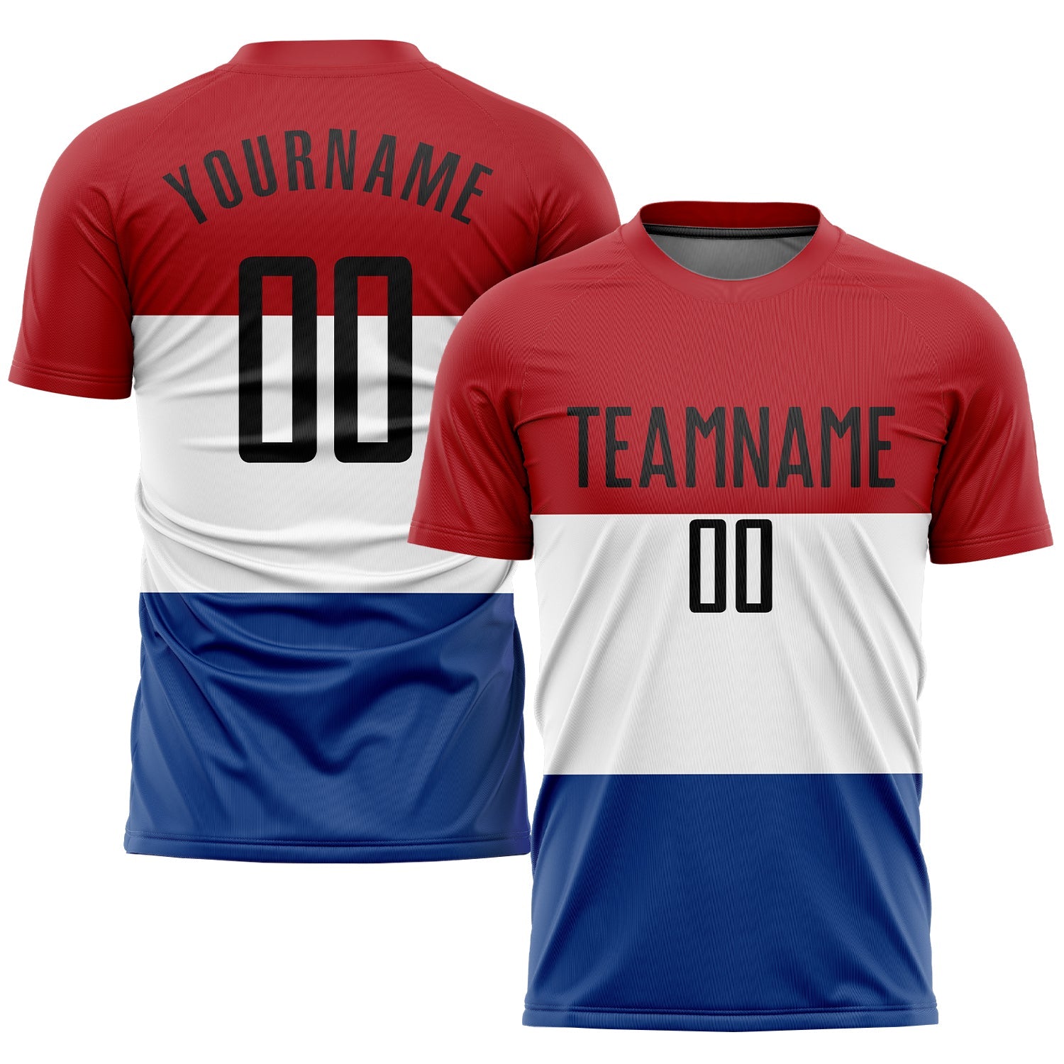 Custom Red Black White-Royal Sublimation Dutch Flag Soccer Uniform Jersey - Main View