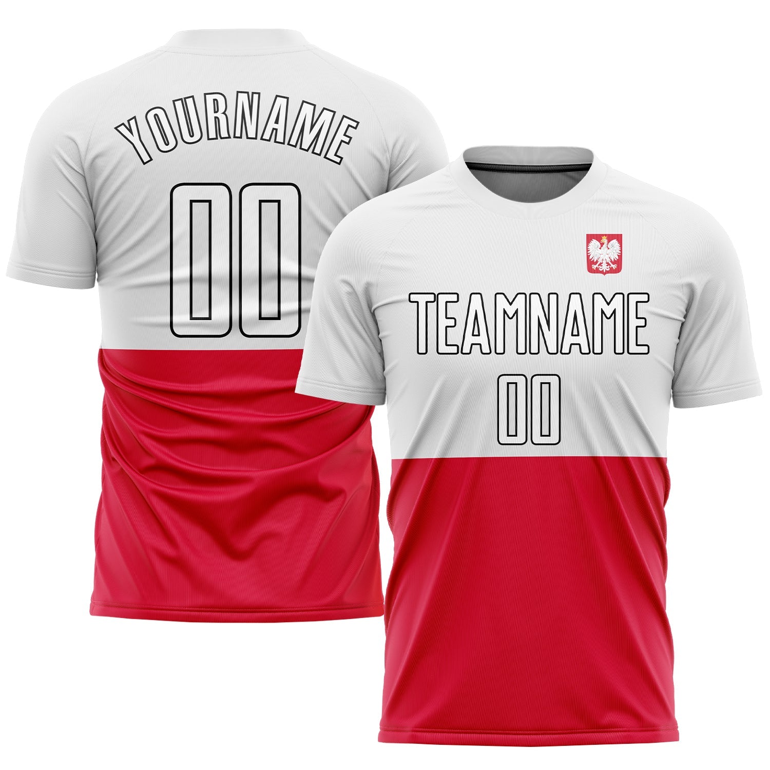 Custom Red White-Black Sublimation Polish Flag Soccer Uniform Jersey - Main View