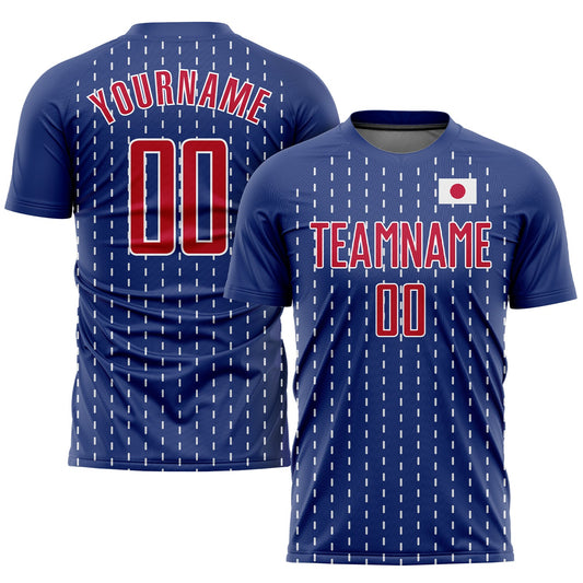 Custom Royal Red-White Sublimation Japanese Flag Soccer Uniform Jersey - Main View