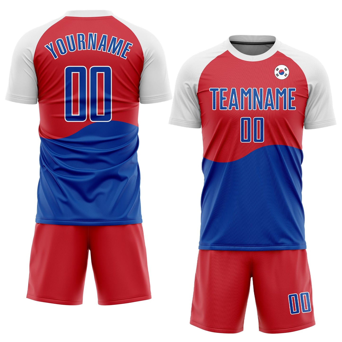 Custom Red Royal-White Sublimation South Korean Flag Soccer Uniform Jersey view 2
