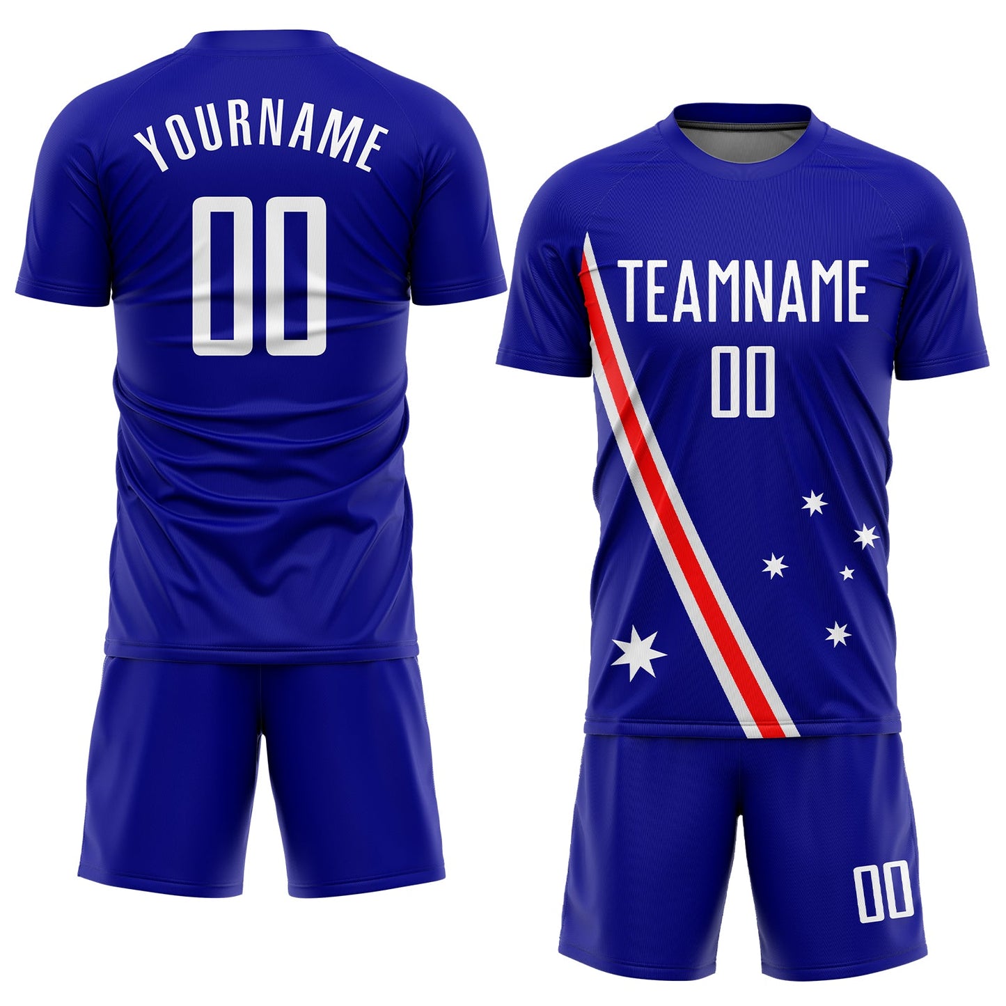 Custom Royal White-Red Sublimation Australian Flag Soccer Uniform Jersey view 2