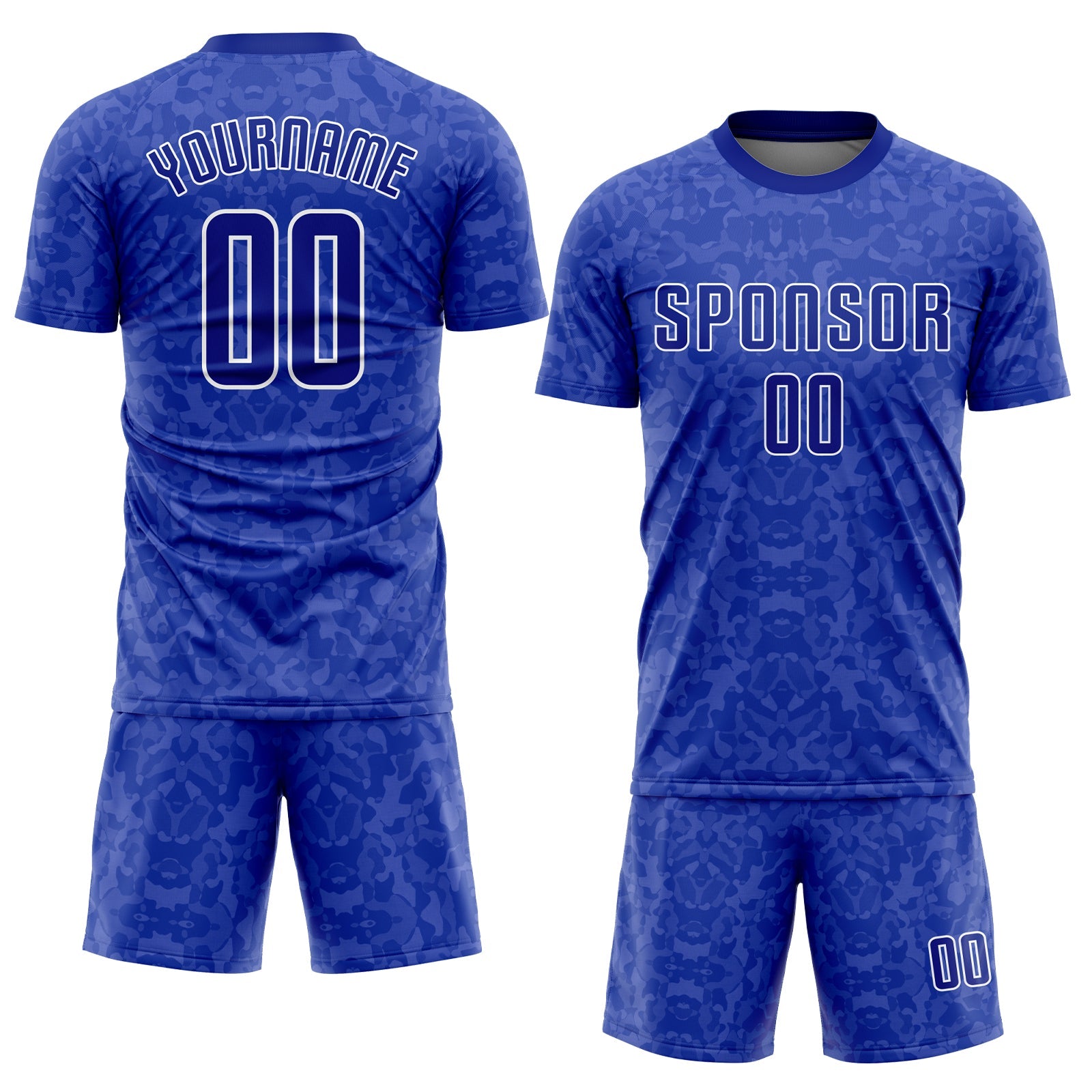 Custom Royal Royal-White Sublimation Soccer Uniform Jersey view 2