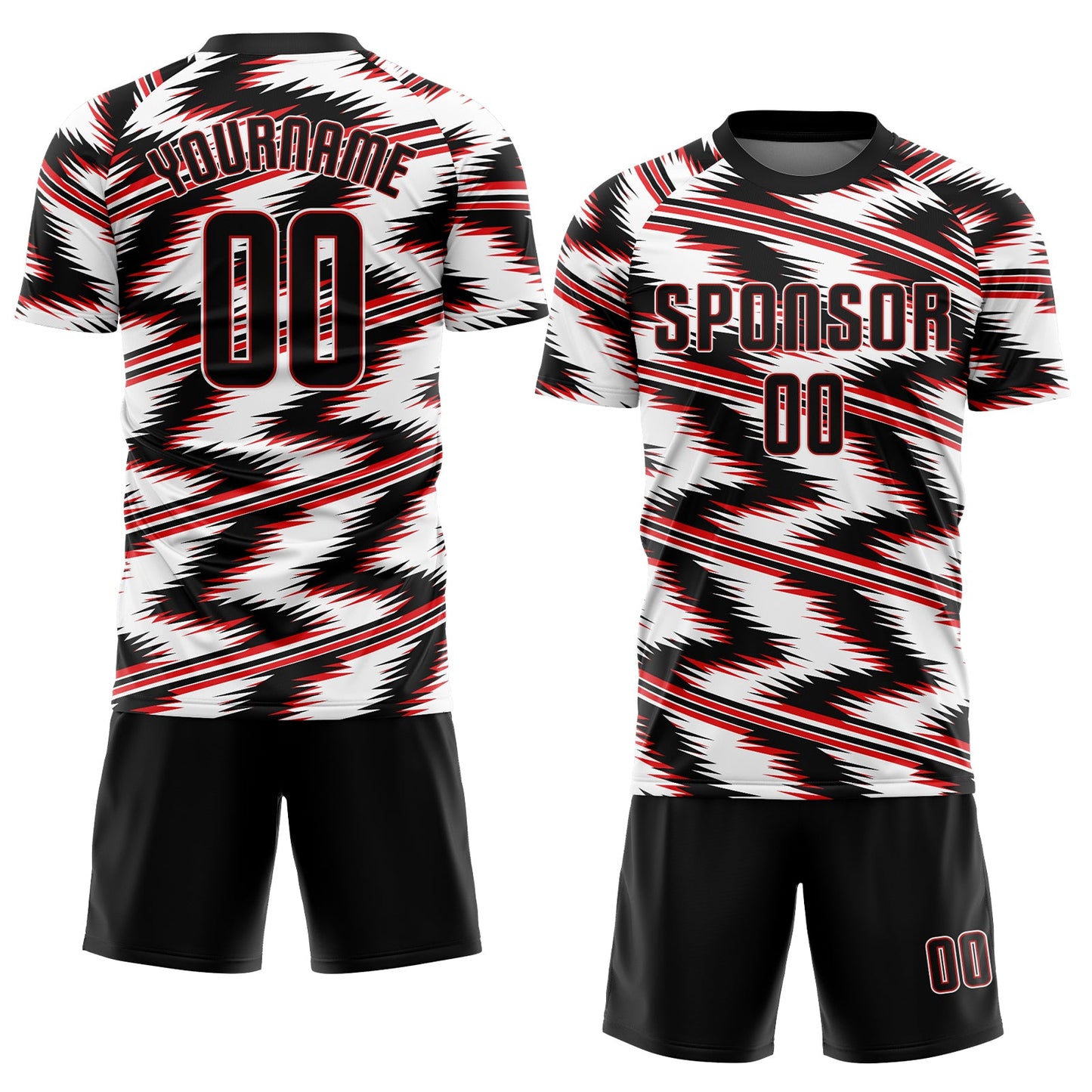 Custom White Black-Red Sublimation Soccer Uniform Jersey view 2