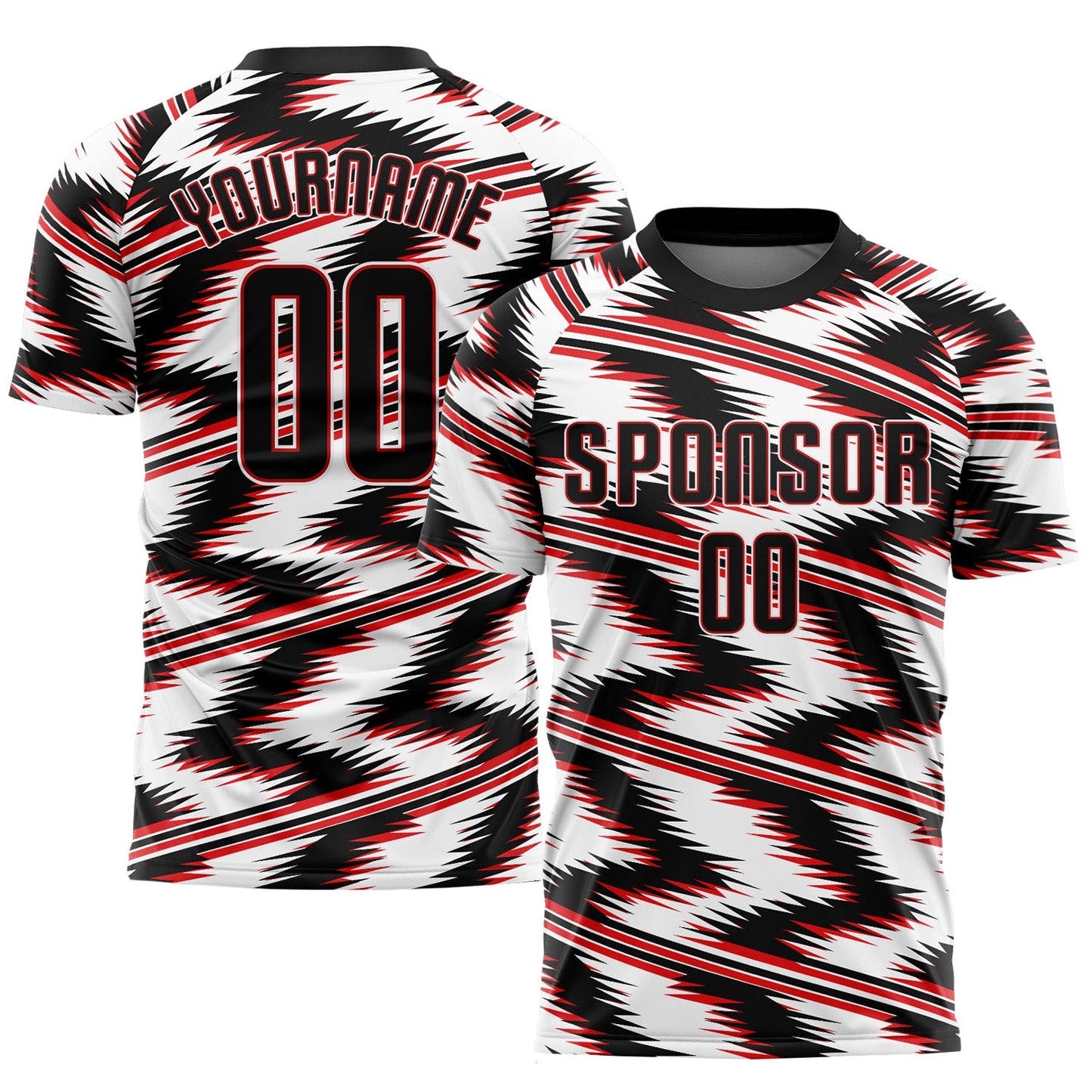 Custom White Black-Red Sublimation Soccer Uniform Jersey - Main View
