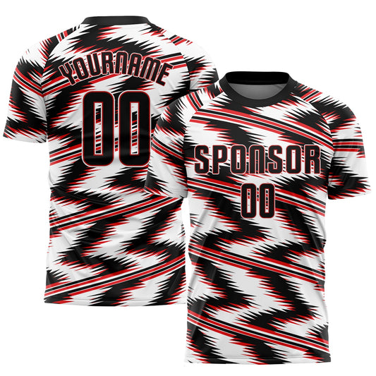 Custom White Black-Red Sublimation Soccer Uniform Jersey - Main View