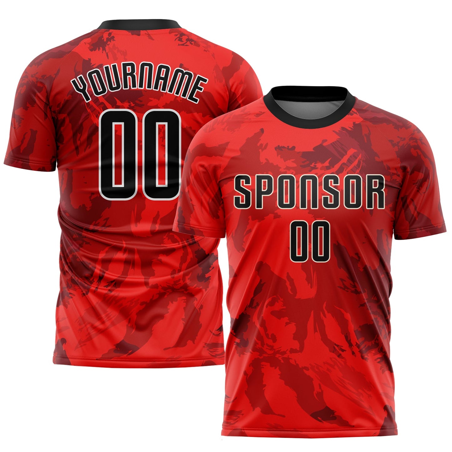 Custom Red Black-White Sublimation Soccer Uniform Jersey - Main View