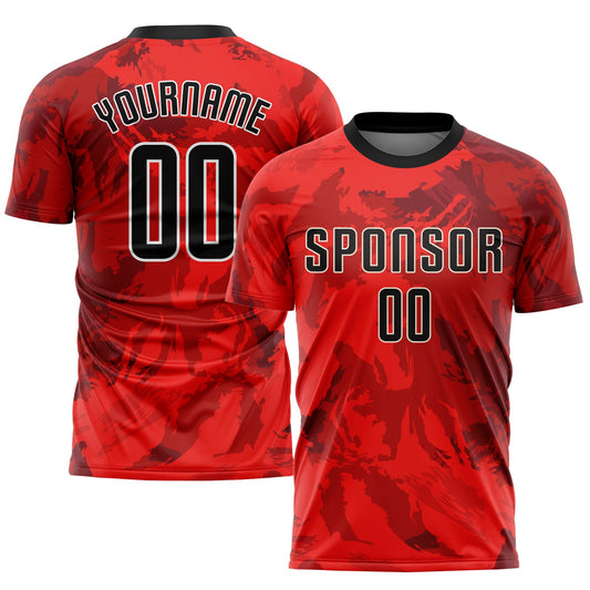 Custom Red Black-White Sublimation Soccer Uniform Jersey - Main View