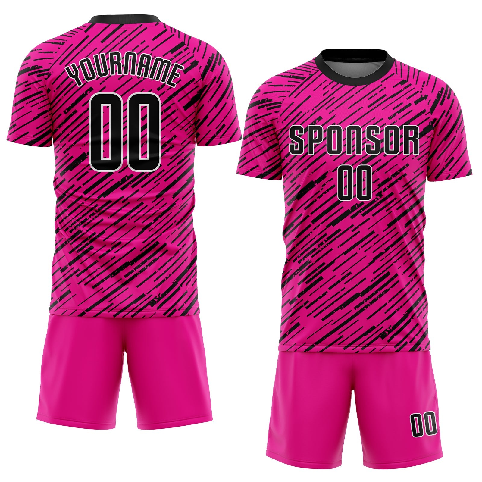Custom Pink Black-White Sublimation Soccer Uniform Jersey view 2