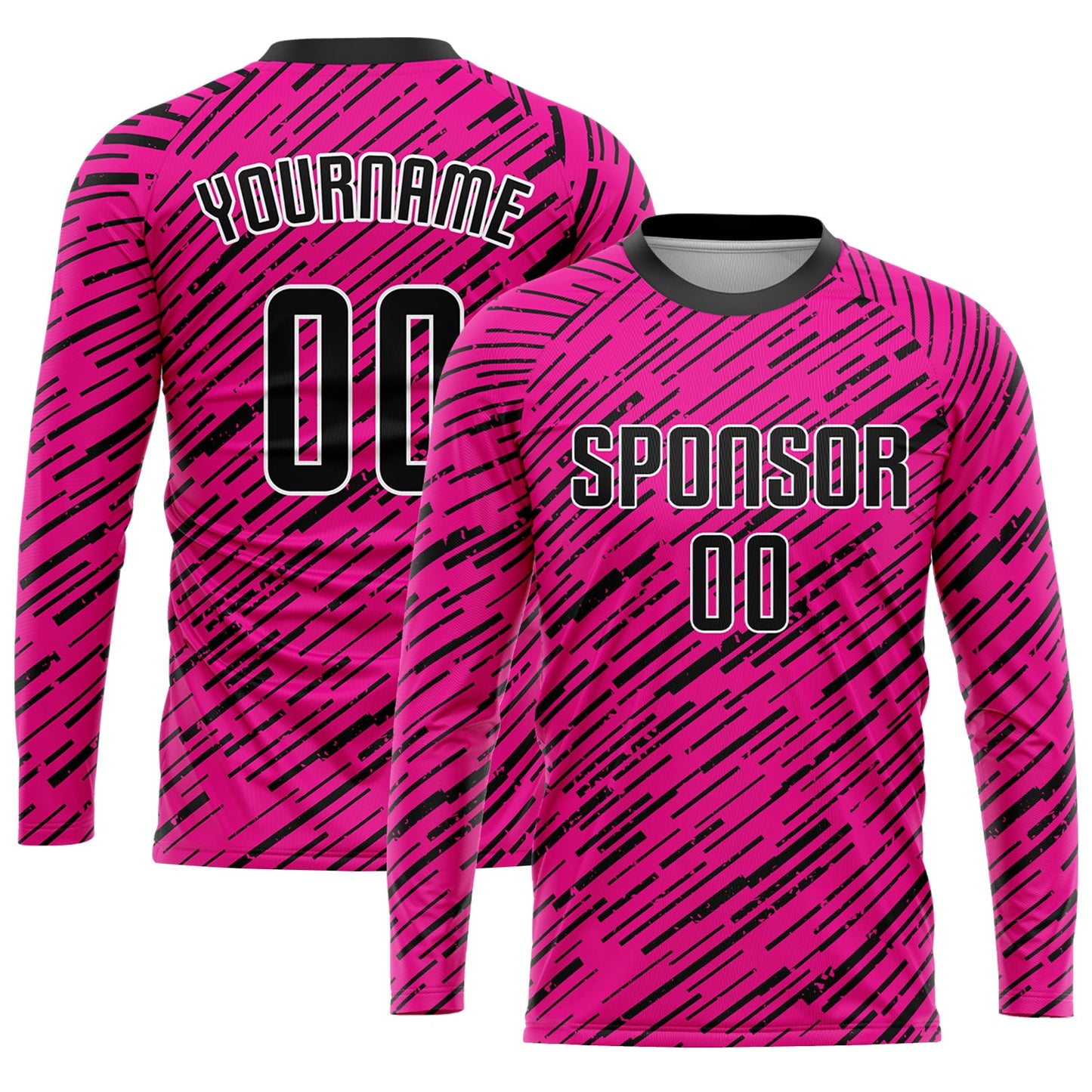 Custom Pink Black-White Sublimation Soccer Uniform Jersey view 3