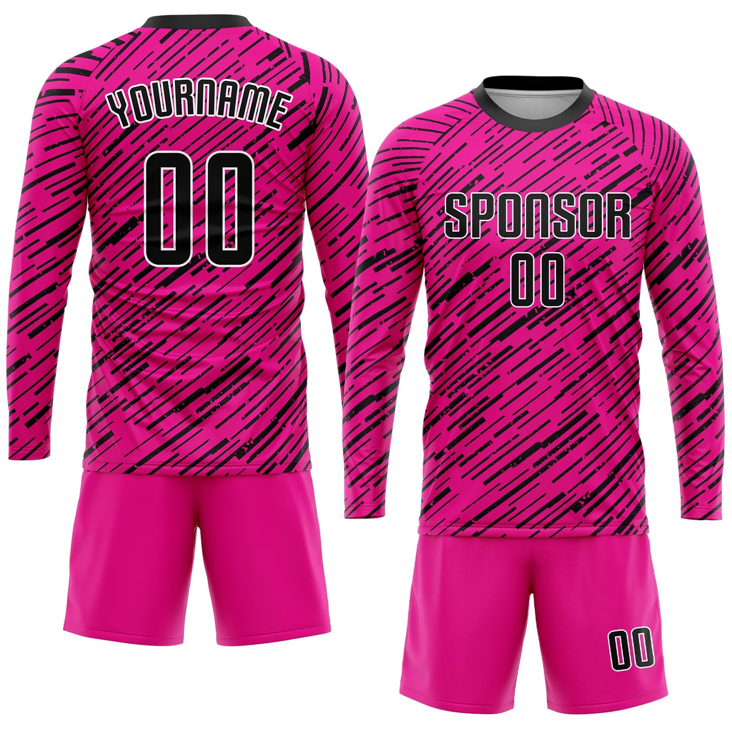 Custom Pink Black-White Sublimation Soccer Uniform Jersey view 4