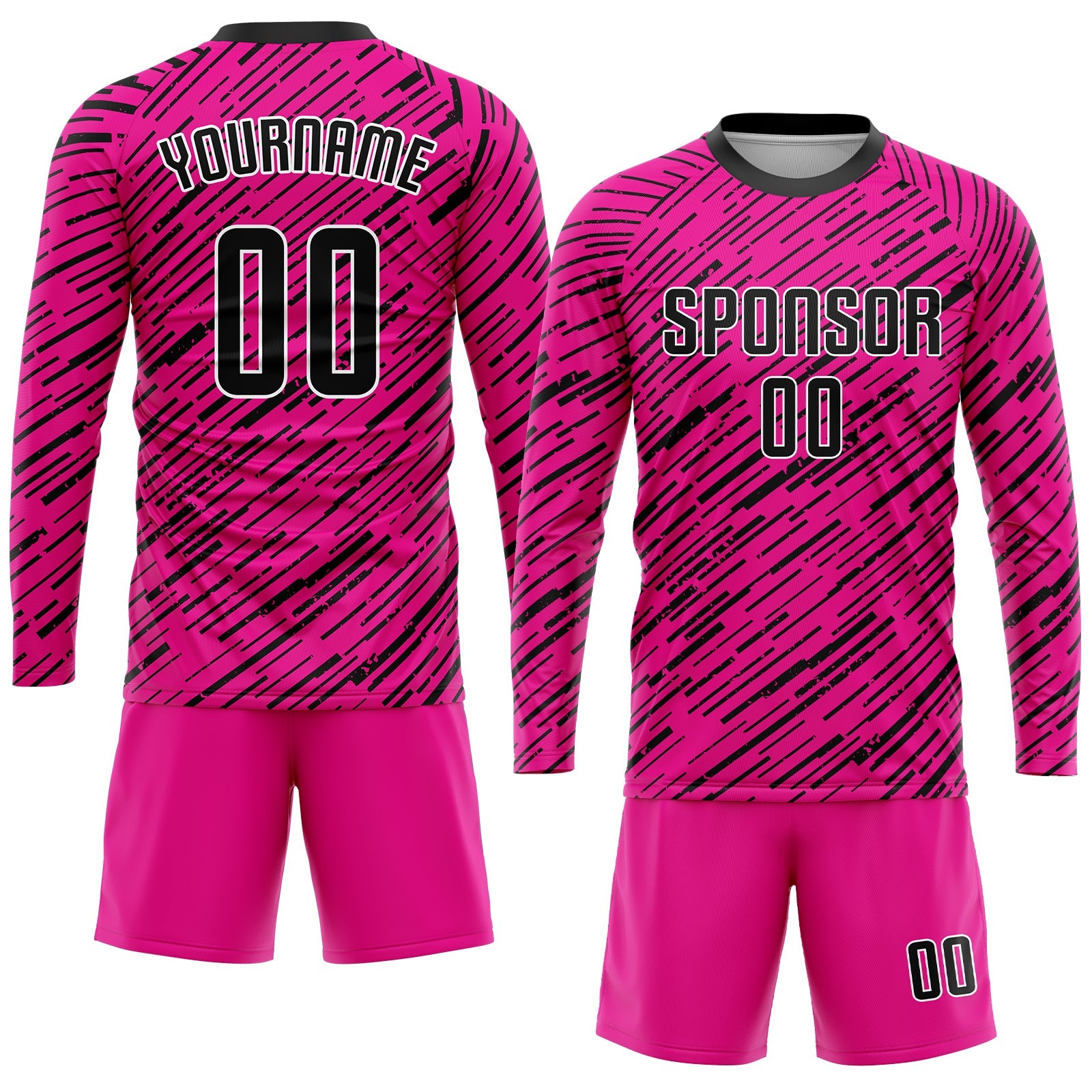 Custom Pink Black-White Sublimation Soccer Uniform Jersey view 4