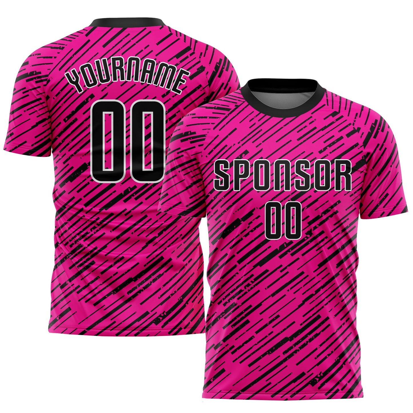 Custom Pink Black-White Sublimation Soccer Uniform Jersey - Main View