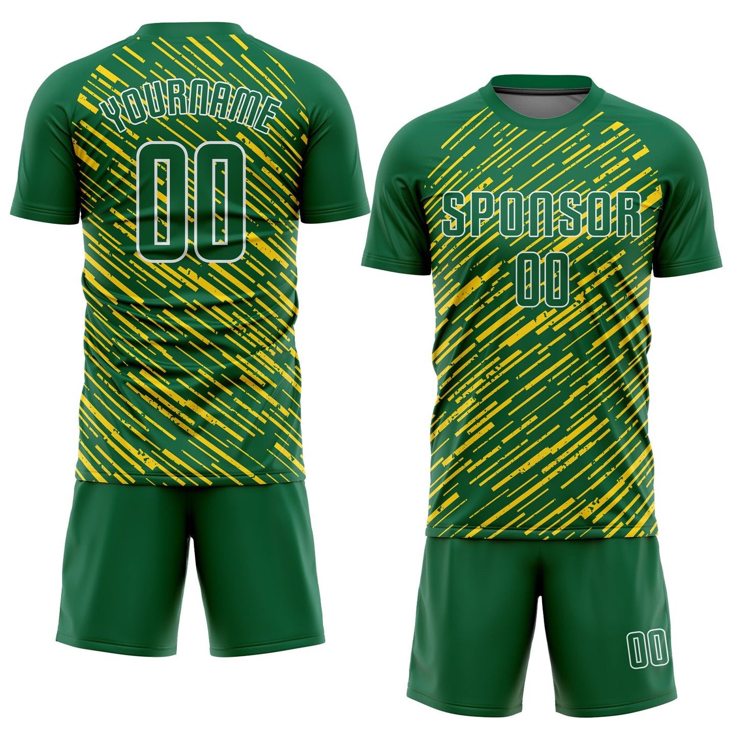 Custom Kelly Green Kelly Green-Gold Sublimation Soccer Uniform Jersey view 2