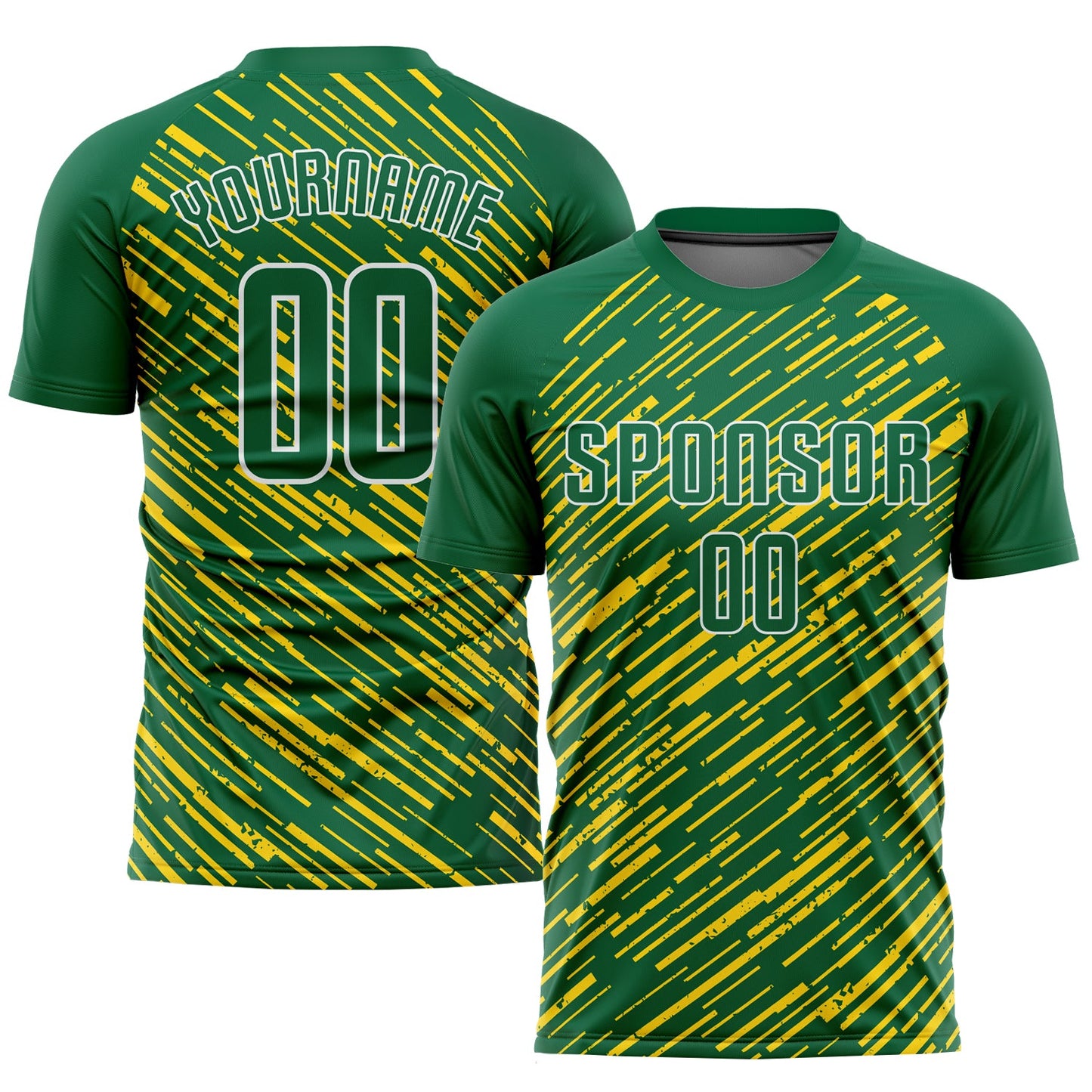 Custom Kelly Green Kelly Green-Gold Sublimation Soccer Uniform Jersey - Main View