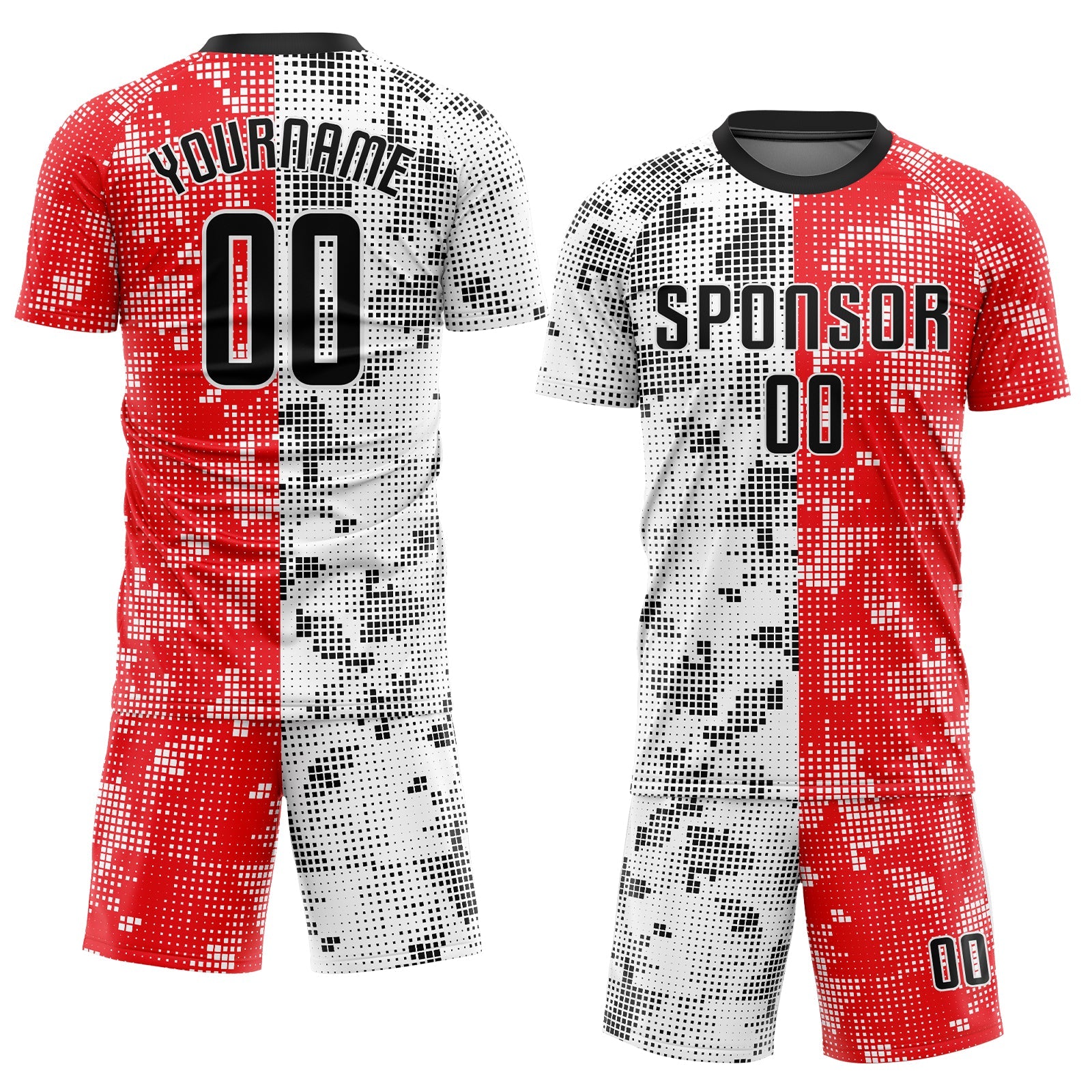 Custom Red Black-White Sublimation Soccer Uniform Jersey view 2