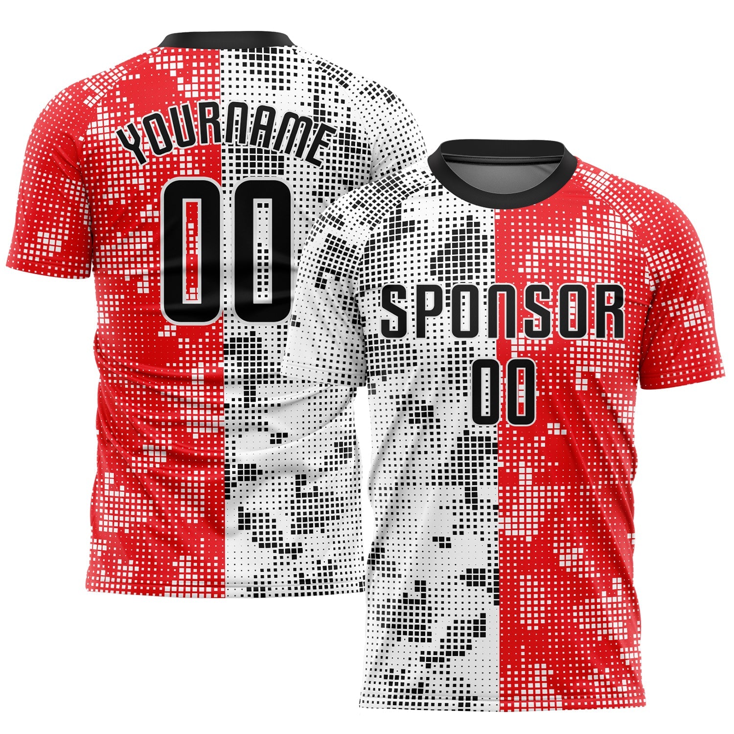 Custom Red Black-White Sublimation Soccer Uniform Jersey - Main View