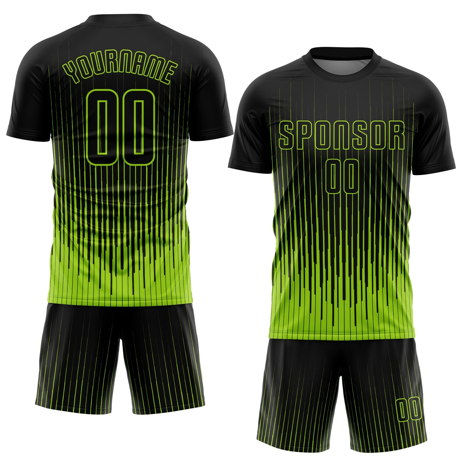 Custom Neon Green Black Sublimation Soccer Uniform Jersey view 2
