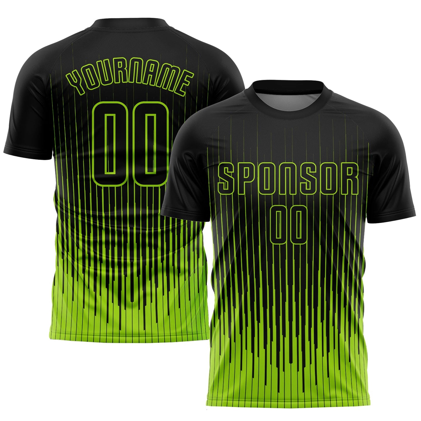 Custom Neon Green Black Sublimation Soccer Uniform Jersey - Main View