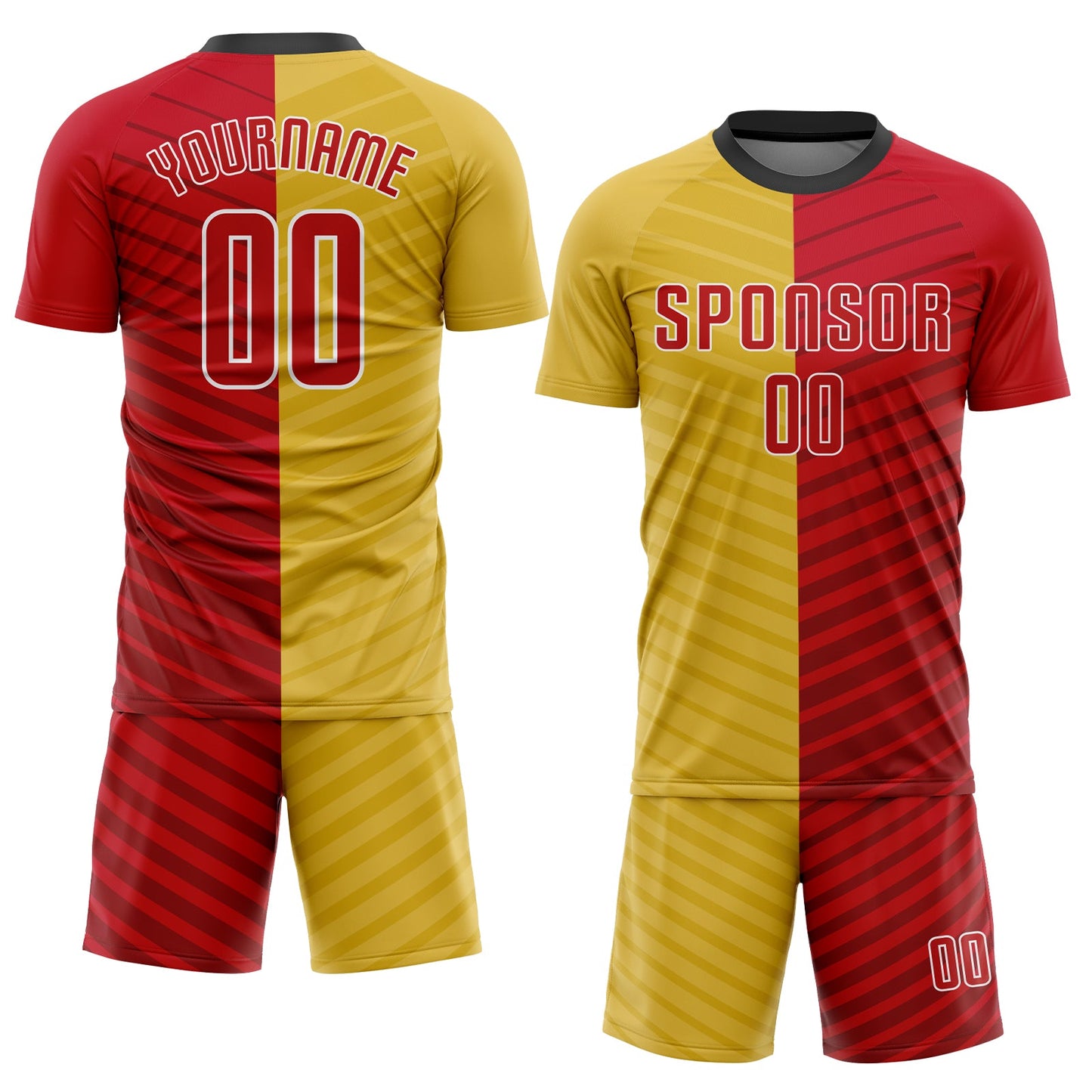 Custom Gold Red-White Sublimation Soccer Uniform Jersey view 2